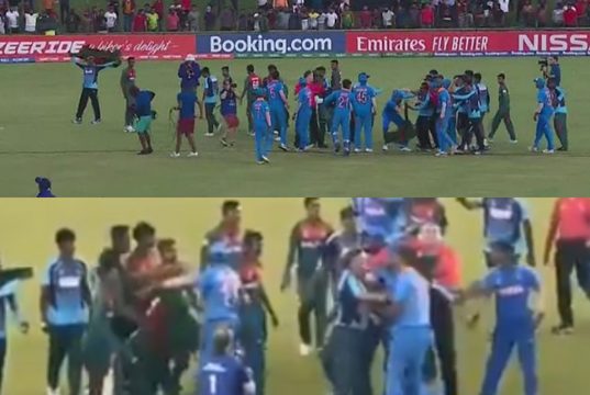 India and Bangladesh players involved in a brawl after ICC U19 World Cup final