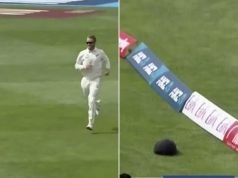 Kane Williamson amusingly chases cap to the boundary in Wellington Test