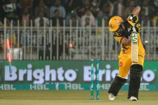 Mohammad Amir castles Haider Ali with a peach of a delivery in PSL 2020
