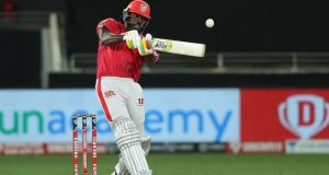 Chris Gayle hit 5 back to back boundaries in Tushar Deshpande's Over