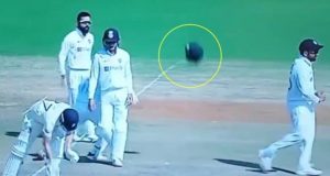 Kohli inadvertently throws helmet on the pitch