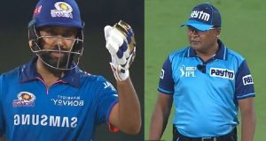 Rohit Sharma unhappy with umpire after being wrongly given out