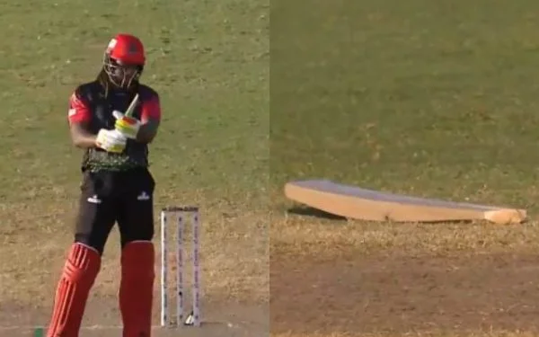 Odean Smith breaks Chris Gayle’s bat